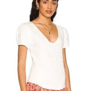 NWT Free People Sugar Cube Tee in Optic White short sleeve top tee shirt crinkle
